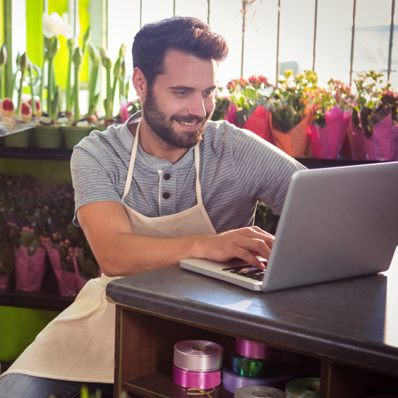 business owner on computer